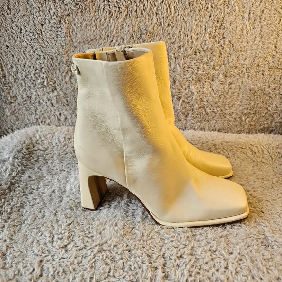 NEW Sam Edelman Women's Irie Side Zip Square‎ Toe Ankle Bootie Size 9.5 Ivory - Picture 1 of 9